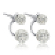 Women′s 925 Sterling Silver Double Bead Stud Earrings